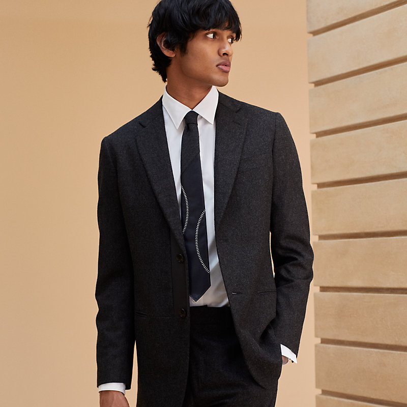 HERMES レザー 黒 ブラック ネクタイ 1131/15 HERMES レザー 黒 ブラック ネクタイ 1131/15
